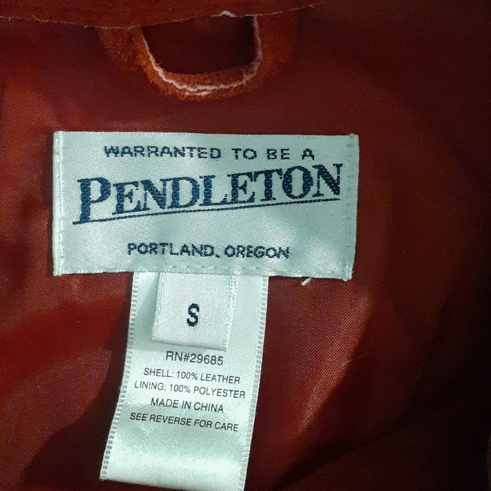 Pendleton S Red Button Down Leather Jacket - image 8